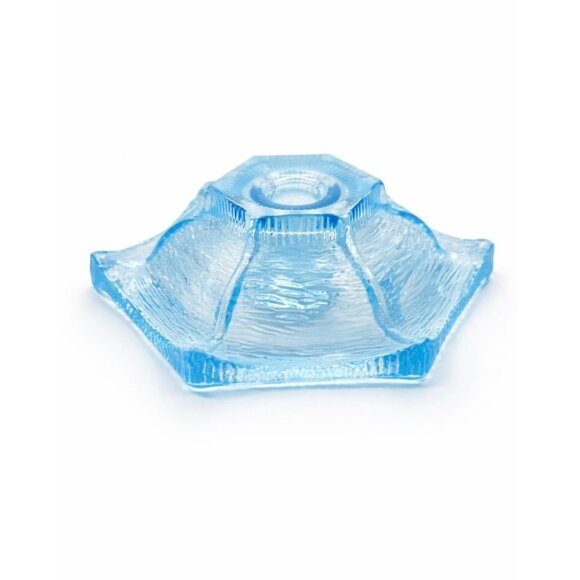 Le Smith Other - Taper Candle Holder LE Smith Pagoda Light Ice Blue Textured Glass Candleholder